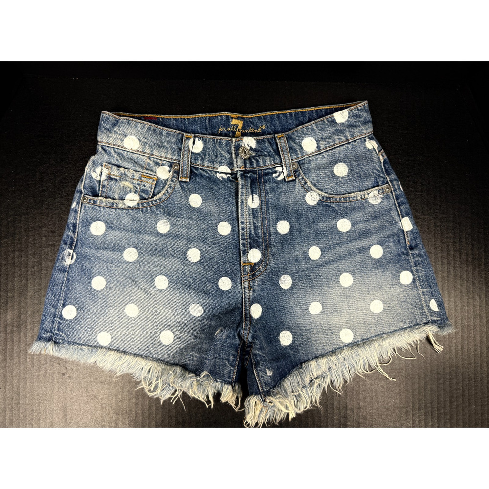 7 For all Mankind Denim Polka dot distressed Cut Off Frayed Shorts Sz. 25